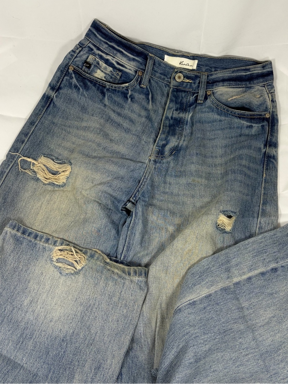 KanCan Women's High Rise Distressed Blue Denim Jeans